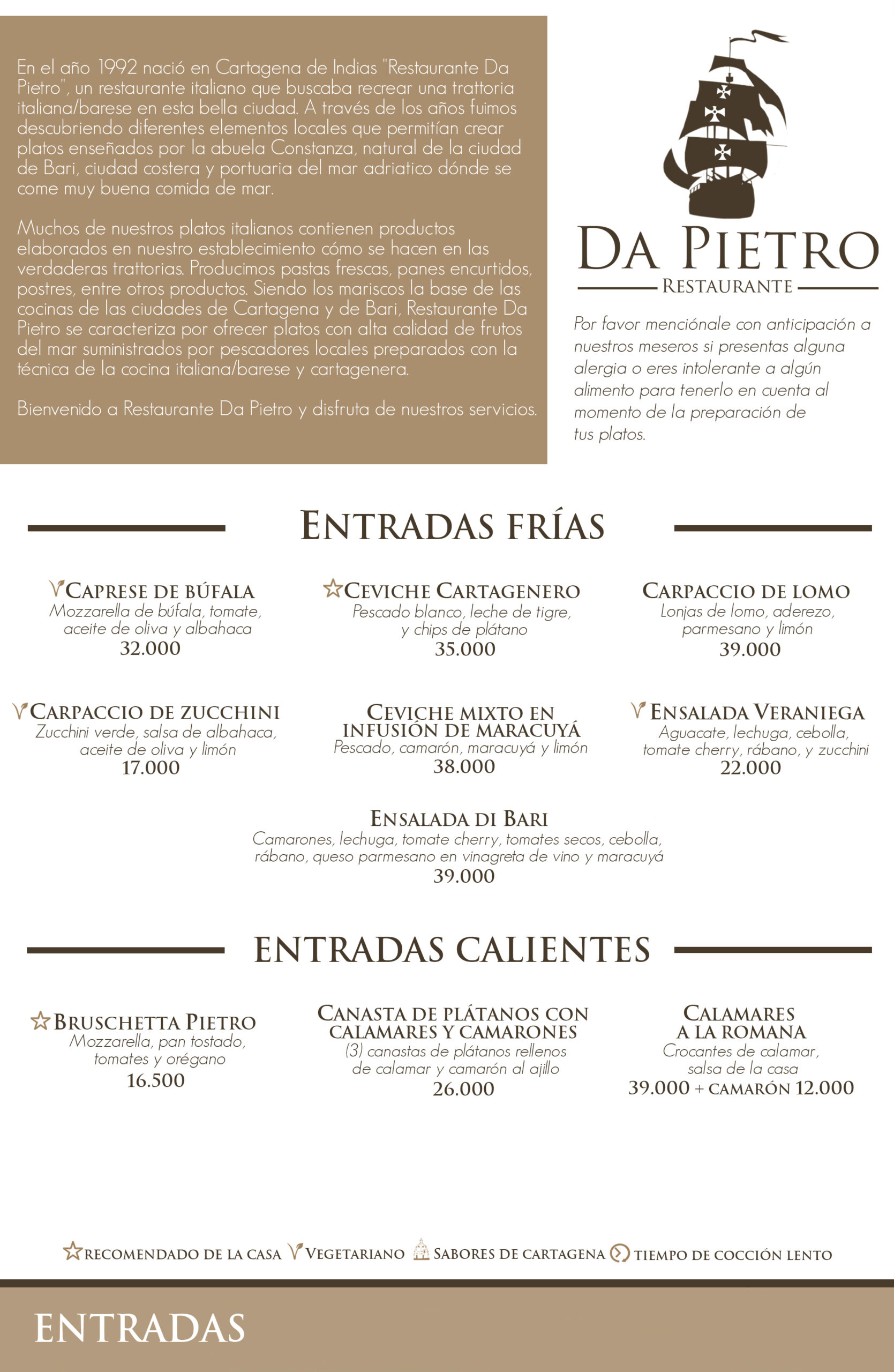 Carta Da Pietro entradas